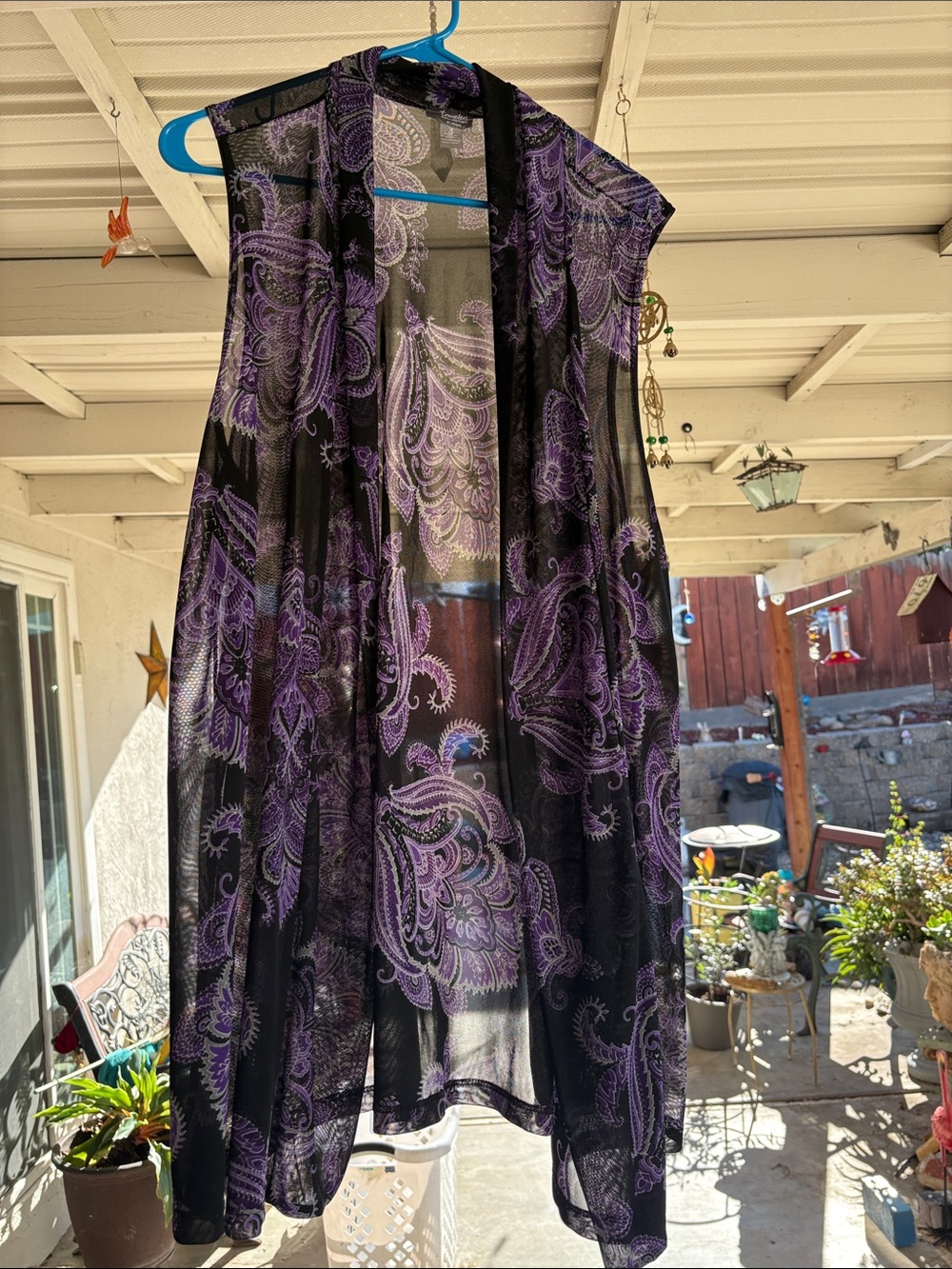 Sheer Purple Paisley Kimono Robe Vest - Lightweight Layering